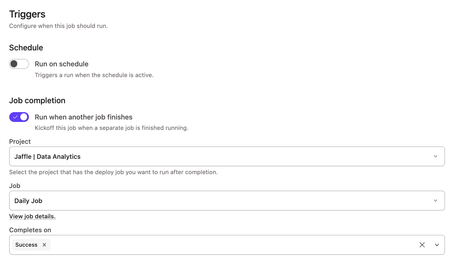 Trigger job on completion Trigger job on completion